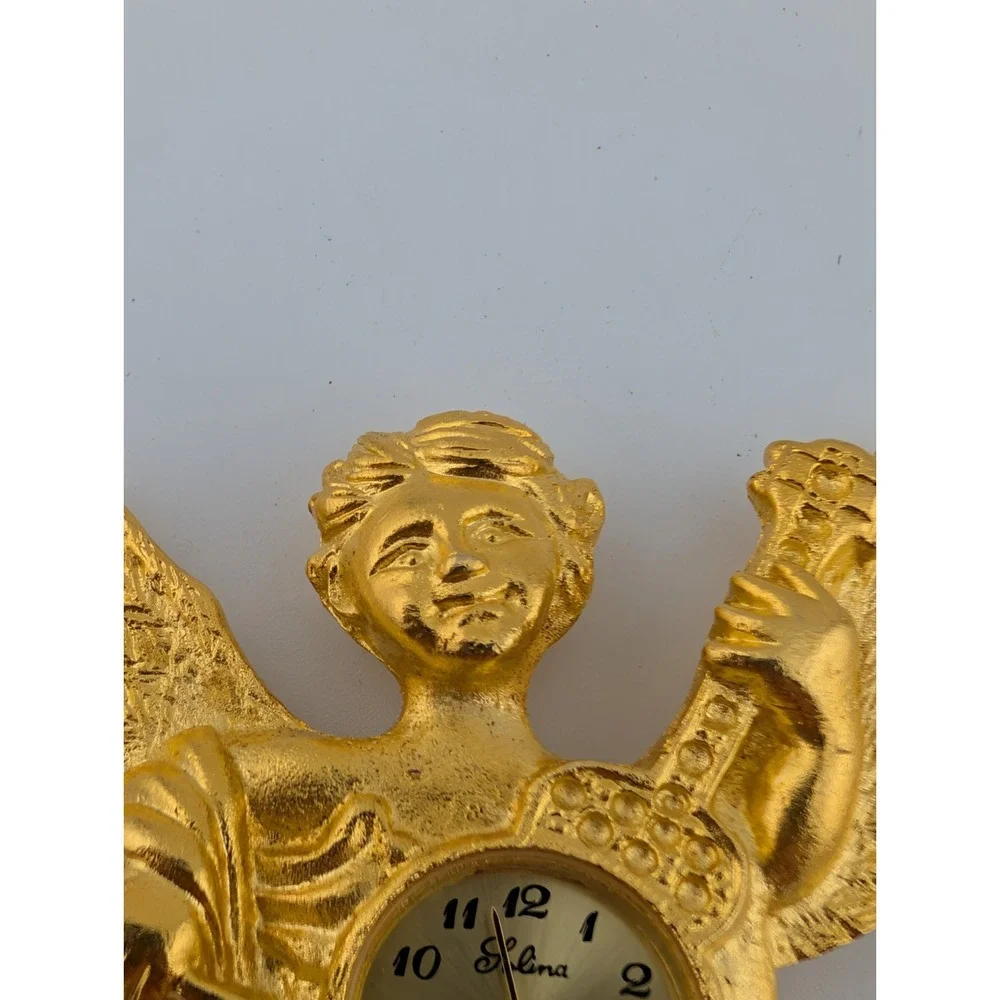 Lolina‎ Miniature Angel Quartz Clock Gold Tone 3